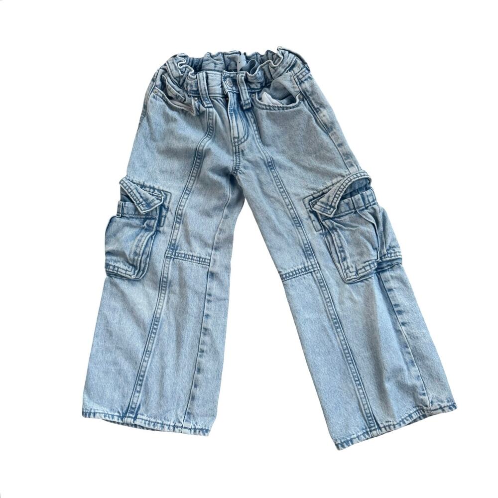 Girls Old Navy Denim Wide Leg Cargo Pants Size 6
